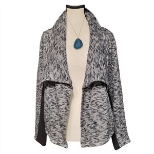 Jack By BB Dakota Gray Black Open Front Waterfall Collar Cardigan Sweater Size M